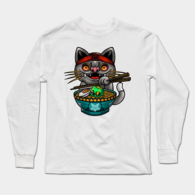 Cat ramen Long Sleeve T-Shirt by Blunts